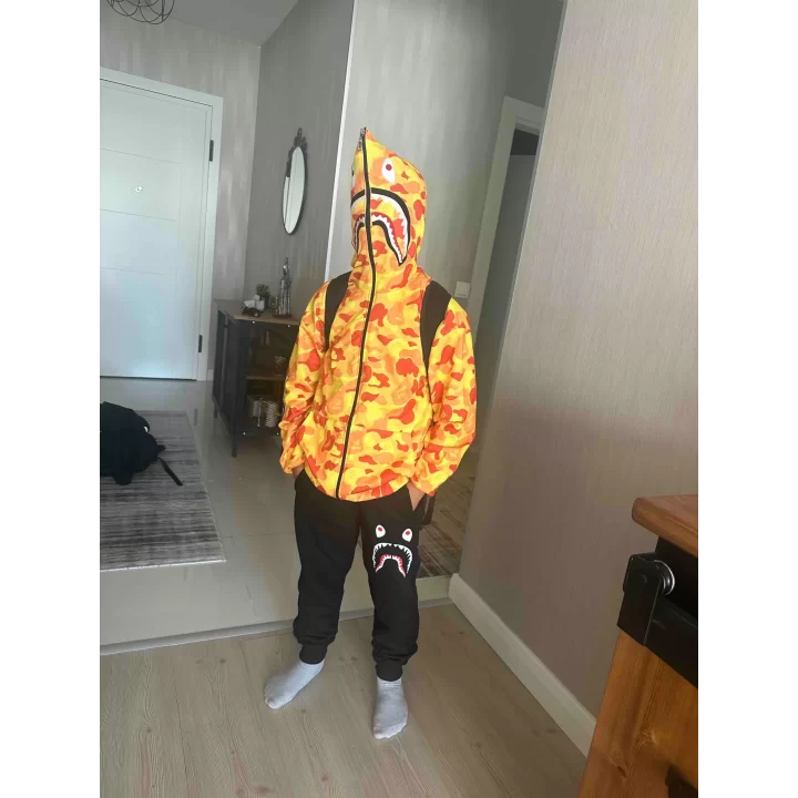 Unisex Pubg Bape x Shark Hoodie - Sarı