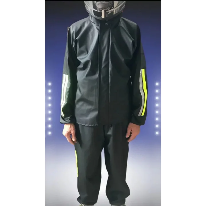 Unisex Tam Kalıp Motorcu Kurye Su Gecirmez Yağmurluk Takım - Siyah
