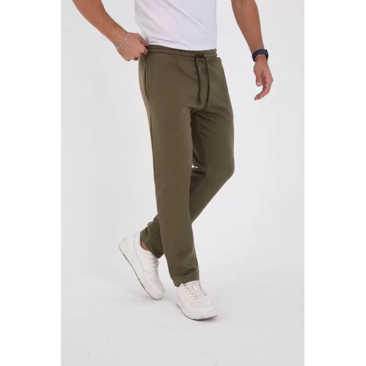 Unisex Üç İplik Basic Eşofman Pantolon - Haki