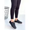 Tawen Siyah Cilt Bej Tabanlı Bağcıklı Spor Ayakkabı