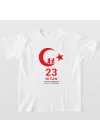 23 Nisan Çocuk Bayramı Baskılı Özel T-shirt - Beyaz