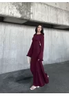 Acık Sırt Detaylı Maxi Uzun Boy Elbise- Bordo