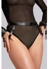 Arias Closet Arkadan ve Önden Bağlanabilir Siyah Deri Bilekli Fantezi Harness