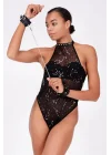 Arias Closet Baskılı Tül Ve Deri Bileklik Şık Babydoll