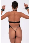 Arias Closet Baskılı Tül Ve Deri Bileklik Şık Babydoll