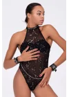 Arias Closet Baskılı Tül Ve Deri Bileklik Şık Babydoll