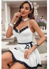 Arias Closet Beyaz Süprem Siyah Dantelli Şık Hizmetçi Kostümü
