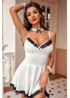 Arias Closet Beyaz Süprem Siyah Dantelli Şık Hizmetçi Kostümü
