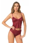 Arias Closet Bordo Jakarlı Babydoll Şort Takımı