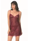 Arias Closet Bordo Kısa Jakarlı Gecelik