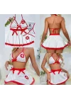 Arias Closet Fantezi Kırmızı Beyaz Fantezi Hemşire Kostümü