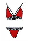 Arias Closet Kırmızı Yazılı Sütyen Külot Takım