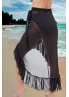 Arias Closet Özel Tasarım Mayo Üstü Süprem Tül Yanları Fırfırlı Siyah Pareo