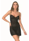 Arias Closet Siyah Kısa Jakarlı Gecelik