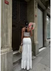Bağacıklı Uzun Etek - Beyaz