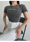 Baskılı aşıt yıkamalı bluz
