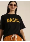 Baskılı Kadın T-shirt - Siyah