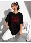 Baskılı Kadın T-shirt - Siyah