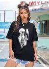 Baskılı Kadın T-shirt - Siyah