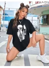 Baskılı Kadın T-shirt - Siyah