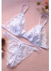 Beyaz Dantelli Fantazi Sütyen ve G-String Takımı TM2090