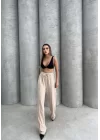 Çımalı keten pantolon