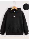 Çocuk Unisex Kapüşonlu Music On-Off Baskılı Sweatshirt - Siyah