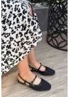 Daisy Siyah Saten Siyah Boncuk İşlemeli Sandalet