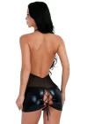Deri Etekli Transparan Seksi Mini Elbise TM1264