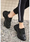 Dica Siyah Cilt Bağcıklı Spor Ayakkabı