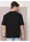 Erkek Baskılı Oversize T-shirt - Siyah