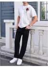 Erkek Bisiklet Yaka Kısa Kol Baskılı T-shirt - Beyaz