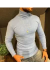 Erkek Kaşkorse Boğazlı Full Likralı Fitilli Body Kazak - Gri