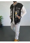 Erkek Oversize Kolej Ceket - Siyah