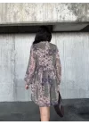 içi astarlı Şifon Elbise - Desenli