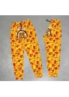 İki İplik Mevsimlik Bape Nakişli Eşofman Pantolon - Sarı