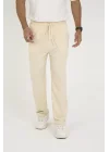 Jakar Kutu Desenli Baggy Eşofman Pantolon - Bej