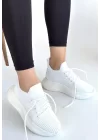 Jindy Beyaz Triko Bağcıklı Spor  Ayakkabı