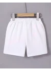 Kadın Beli Lastikli Baskılı Mini Şort - Beyaz
