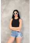 Kadın Kolsuz Badi bluz - Siyah