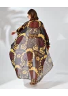 Kadın Rahat Kesim Kemerli Şifon Kimono - Kahve