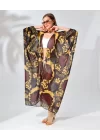 Kadın Rahat Kesim Kemerli Şifon Kimono - Kahve