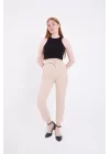 Kadın Tam Kalıp Basic Eşofman Pantolon - Bej