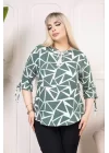 Kapri Kol Püsküllü Bluz - Desenli