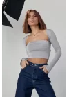 Kara Yaka Uzun Kollu Crop - Taş