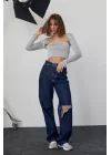 Kara Yaka Uzun Kollu Crop - Taş