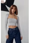 Kara Yaka Uzun Kollu Crop - Taş