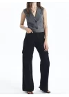 Kargo cep jeans pantolon siyah