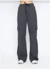 Kargo Cepli Palazzo Oversize Kesim İki iplik Bol Paça Eşofman Altı Pantalon - Antrasit