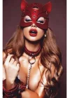 Kırmızı Maske Tasma Ve Bacak Kelepce Sexy Set